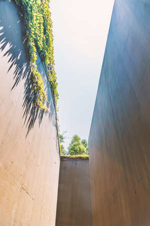 High wall of a abandoned and dried waterway, nobodyの写真素材