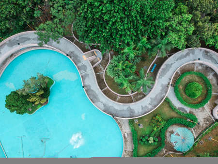 Aerial view of a garden, Hong Kongの写真素材