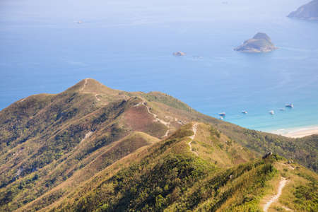 Hiking path to a mountain peak, Hong Kong