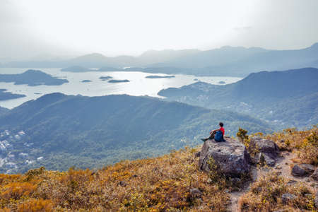 This is about a hiking manの写真素材