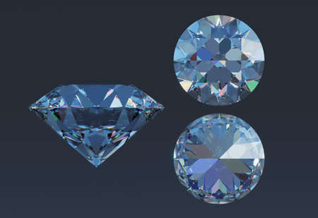 Top view, side view, Bottom view of Diamond.の写真素材
