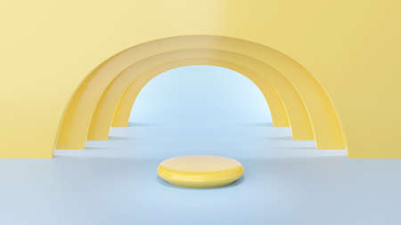 Abstract colorful 3D rendering background. indoor stage for product presentation, CG