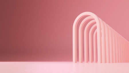 Gateway in Abstract, Pastel Pink composition, 3d render, 3d illustration, CGの写真素材