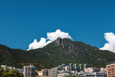 Mountain Lion Rock of Hong Kong, daytime, clear skyのeditorial素材