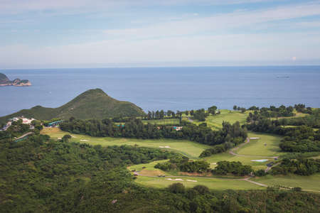 Golf field in the Country Club, Clearwater Bay, Hong Kong. Daytimeのeditorial素材