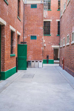 Wall and interior of a old building, previous police station and prison which is now open to public, Hong Kongの写真素材