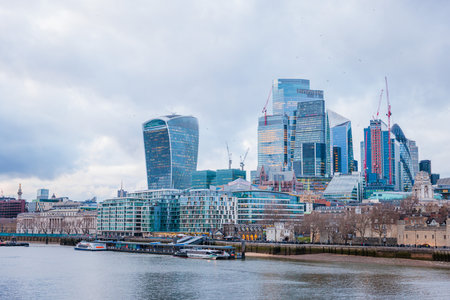 Amazing architecture in the business center of London, near Fenchurch Street and Tower Hill Station, England, UKの写真素材