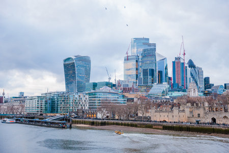Amazing architecture in the business center of London, near Fenchurch Street and Tower Hill Station, England, UKの写真素材