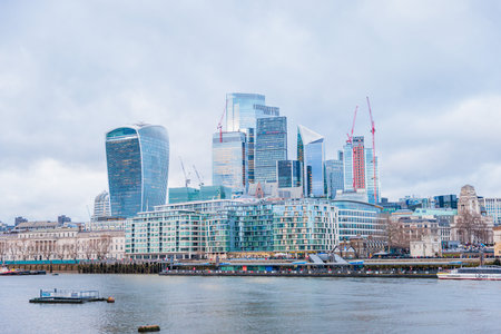 Amazing architecture in the business center of London, near Fenchurch Street and Tower Hill Station, England, UKの写真素材