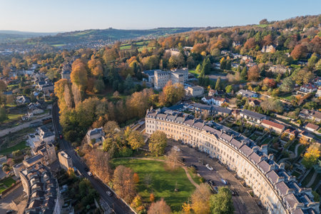 Amazing beautiful aerial view near the Royal Victoria Park, the Bath Spa, Famous tourist location of England, Great British, daytimeの写真素材