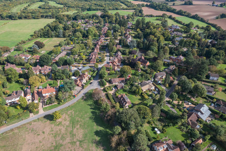 Sunny datyime of the Sonning Common, village in South Oxfordshire, UK, Englandの写真素材