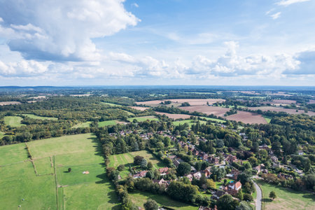 Sunny datyime of the Sonning Common, village in South Oxfordshire, UK, Englandの写真素材