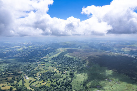 Amazing landscape view of Abergavenny, Monmouthshire, Wales, England. Autumn Outdoorの写真素材