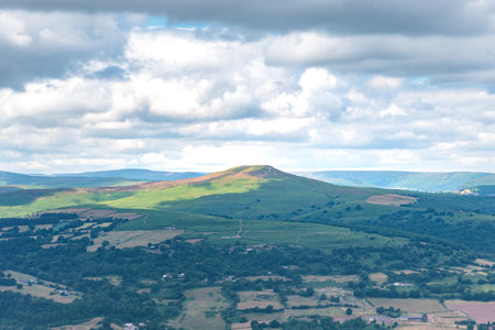 Amazing landscape view of Abergavenny, Monmouthshire, Wales, England. Autumn Outdoorの写真素材