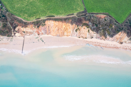 beautiful aerial view of the Swanage, coastal town on Dorset England, winterの写真素材