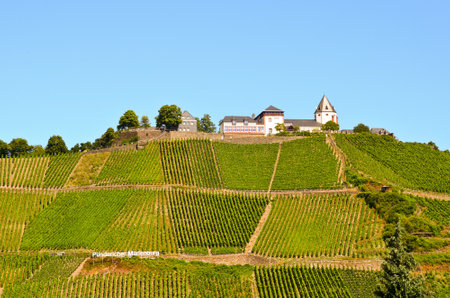Moselle Valley Germany: View to Marienburg Castle near village Puenderichのeditorial素材