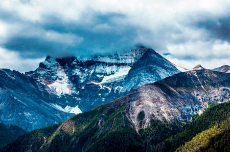 Obscured by cloud mountainの写真素材