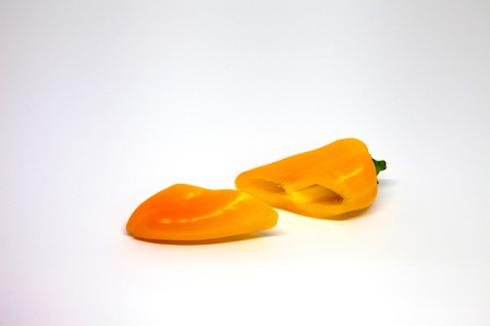 sliced small yellow pepperの写真素材