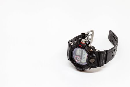 Moscow / Russia - March 6, 2019: Casio GW-9400 wrist watch on a white backgroundのeditorial素材