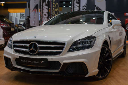 Moscow / Russia - September 8, 2012: Moscow International Automobile Salon. White car Mercedes Benz.