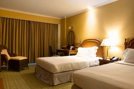 Interior of a hotel bedroom  for backgroundのeditorial素材