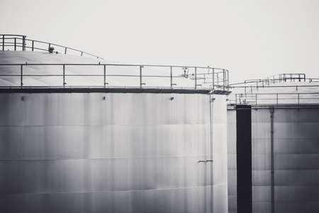 Oil tank tone dark black and white  for backgroundの写真素材