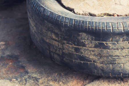 Selective focus Old tire dirty used tireの写真素材