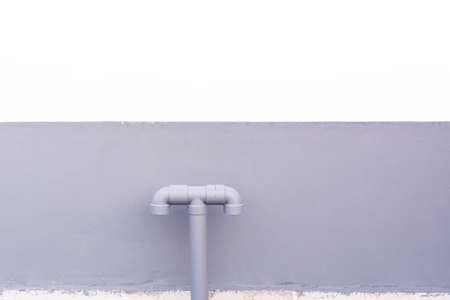 Water piping system install with the concrete wallの写真素材