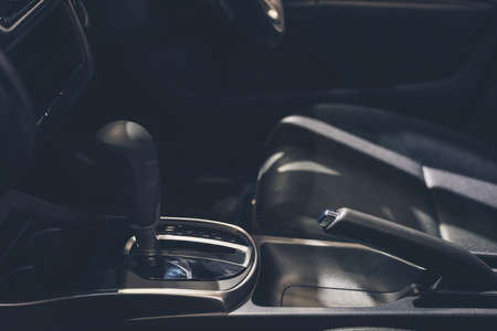 Automatic gear stick inside modern car for backgroundの写真素材