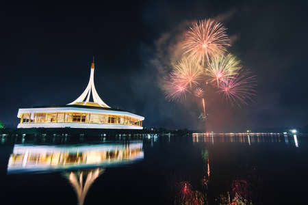 Firework in  Beautiful public parkland Suan Luang R.9 in Bangkok Thailandのeditorial素材