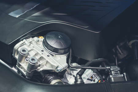 Close up shot of car engine for backgroundの写真素材