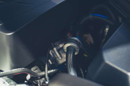 Close up shot of car engine for background