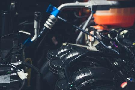 Close up shot of car engine for background