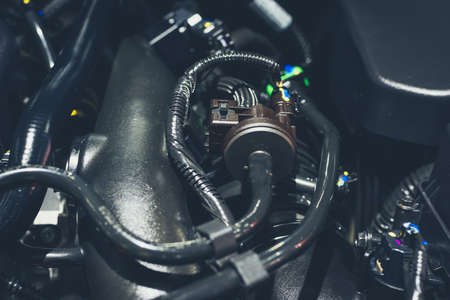 Close up shot of car engine for backgroundの写真素材