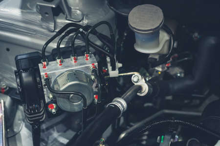 Close up shot of car engine for backgroundの写真素材