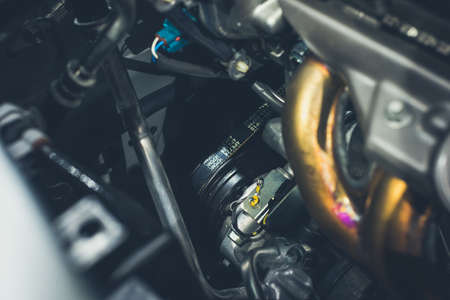 Close up shot of car engine for backgroundの写真素材
