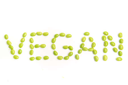 vegan with soybeansの写真素材