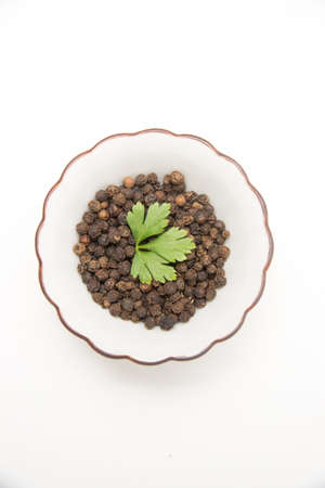 black pepper and italian parsleyの写真素材