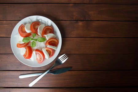 caprese on rustic tableの写真素材
