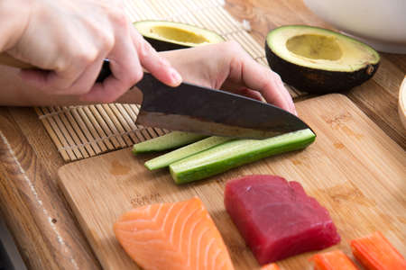 prepareing for cooking sushiの写真素材