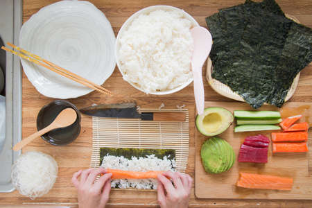 cooking roll sushiの写真素材