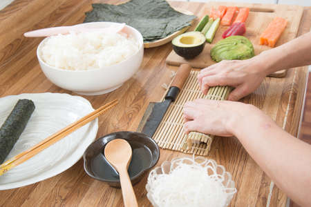 cooking roll sushiの写真素材