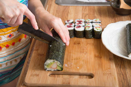cooking roll sushiの写真素材