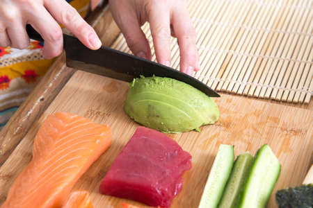 prepareing for cooking sushiの写真素材