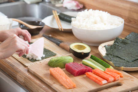 cooking roll sushiの写真素材