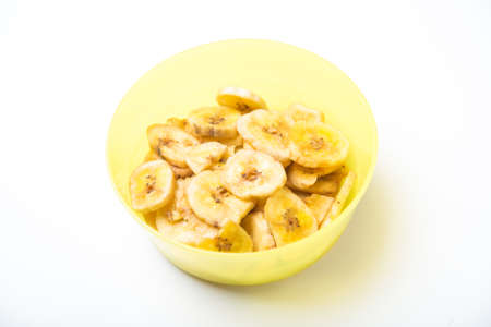 dried banana chipsの写真素材