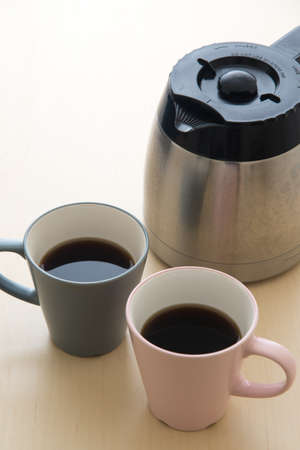 pair of mug and coffee potの写真素材