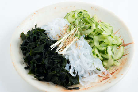 japanese venegered cucumber, seaweed, jelly fishの写真素材