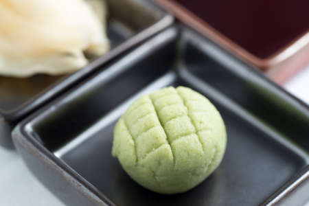 ginger, wasabi, soy sauceの写真素材