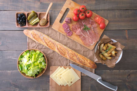 cooking italian sandwichの写真素材